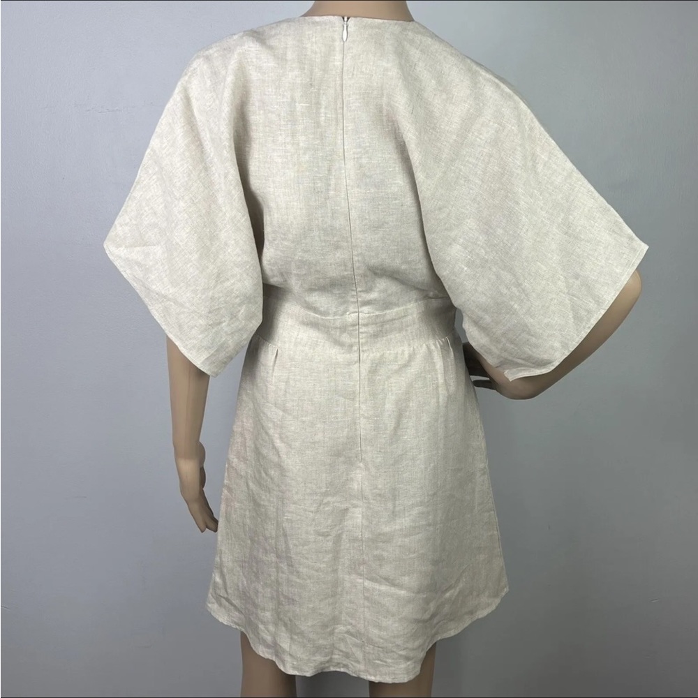 NEW REFORMATION BEIGE LINEN MINI DRESS - Picture 6 of 8